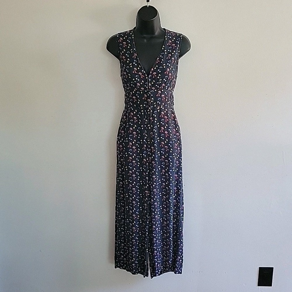 Marine Layer Holli Jumpsuit XS Allover Cherry Print Sleeveless V Neck Boho Retro